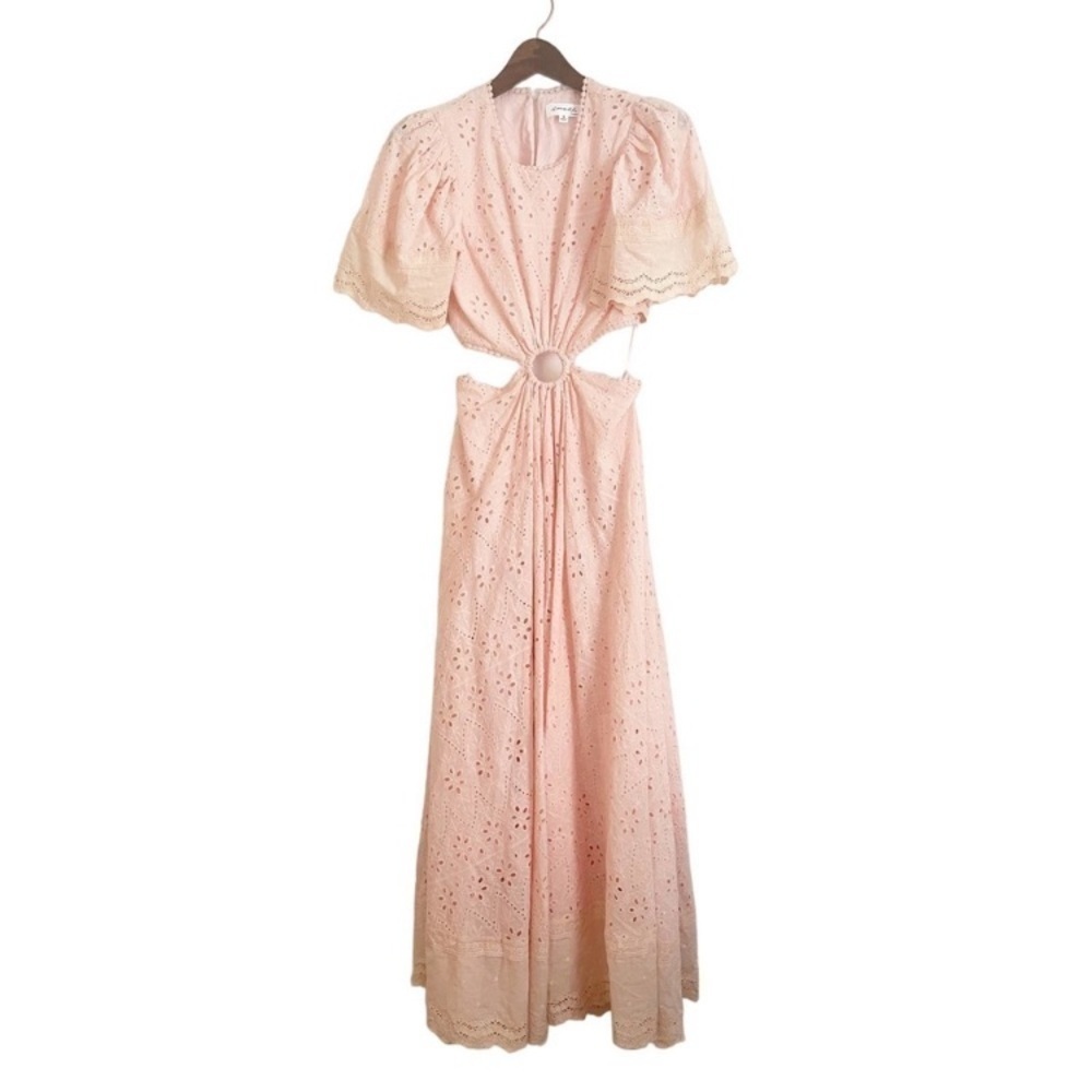 VICI Delilah Eyelet Cutout Maxi Dress Peach Pink Small S NWT boho romantic - Picture 7 of 16